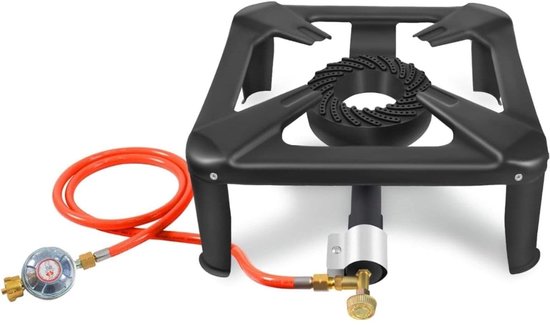 Klarven® Wokbrander - Compact en draagbaar - Snel en veelzijdig koken buiten - Zwart - B 40 x D 40 x H 17 cm