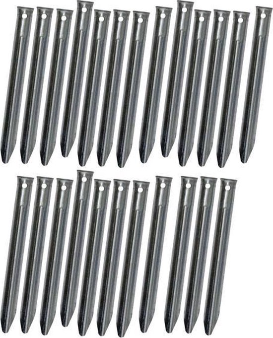 Klassieke Stalen V-vormige Tentharingen Set - 24 stuks - 18 cm | Lange Hoekharingen van Staal voor Opzetten Tent | Halfronde Haringen | Camping | Kamperen van Merkloos