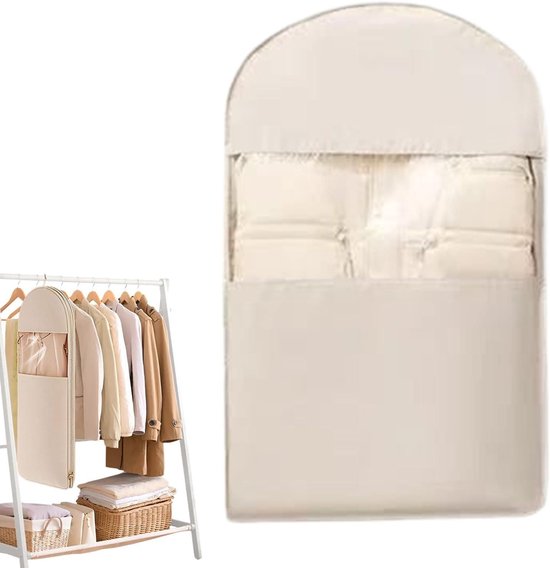Kleding Opbergzakken - Reis Tassen - Kleding Opbergen - Zelf Samendrukkend - 90 x 58 x 15 cm - Oatmeal