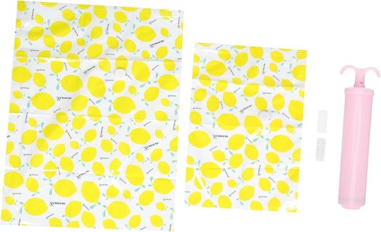 Kleding Opbergzakken - Vacuüm Zakken - Ruimte Besparen - Inclusief Handpomp - 80x60cm - Geel