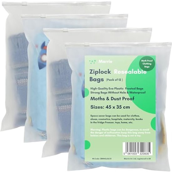 Kleding Zakken Ziplock voor Opslag en Bescherming – Waterdicht, Herbruikbaar en Eco-vriendelijk van Merkloos