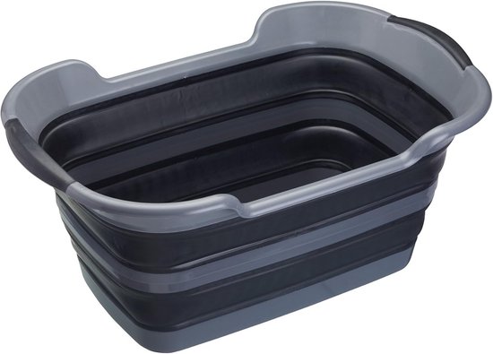 Kledingmand Opvouwbaar - Wasmand Grote - Ruimte Besparen - Compact Plat - 70 Liter - Grijs Zwart