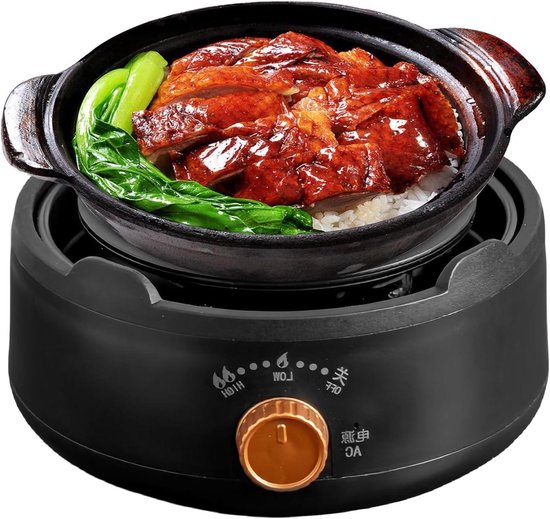 Klein elektrisch fornuis - Draagbaar kooktoestel - Buiten koken - Versnelde temperatuurstijging - 18 x 9 cm - Zwart