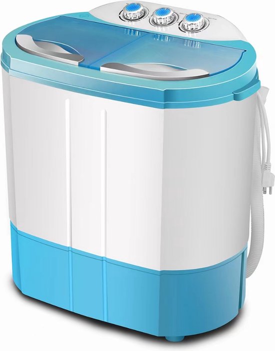 Klein en Efficiënte Mini Wasmachine met Dubbele Trommel, Centrifuge en Droogzwierder - Perfect voor Camping, Kleine Ruimtes en Reizen
