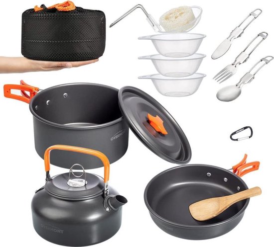 Kleine Camping Kookset Pannenset Aluminium Keteltje Festival Outdoor Onderweg van Klein