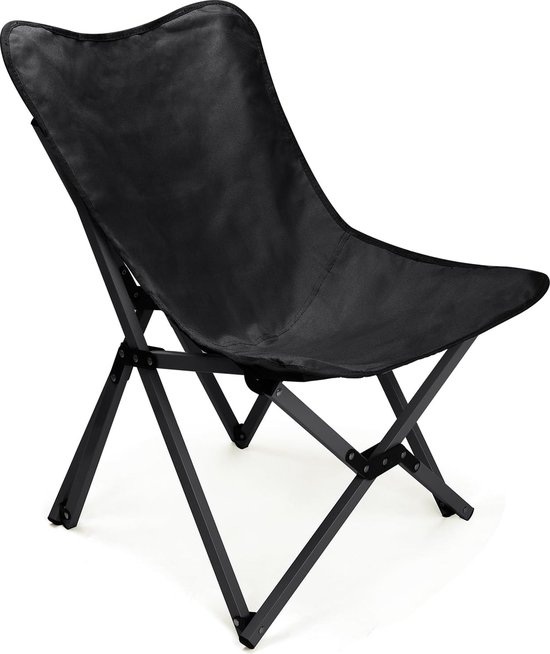 Kleine campingstoel, 120 kg, met draagtas, strandstoel, inklapbaar, licht, visstoel, vouwstoel, campingstoel, tuinstoel, festival, zwart van Klein
