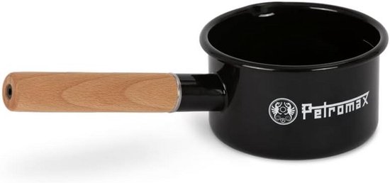Kleine Emaille Steelpan Zwart 0.5 Liter Ideaal voor Camping en Buiten Koken