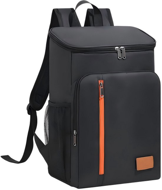 Kleine geïsoleerde rugzak – 20 L inhoud – Houdt de inhoud tot 12 uur lang warm of koud – Waterdichte rugzak met koelvak – Ideaal voor picknicks, kantoor, school, bouwplaatsen, kamperen en meer – zwart