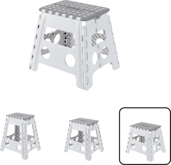 Kleine klapkruk voor kinderen en volwassenen - draagbare vouwkruk - 150 kg belastbaarheid - kruk voor keuken badkamer camping tuin - 32 cm hoog - wit van Klein