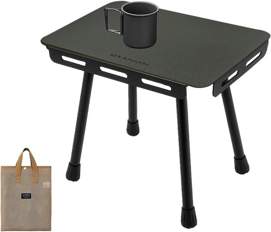 Kleine Klaptafel - Buiten Tafel - Kamperen en Reizen - Versterkt Aluminium - 48 x 237 x 48 mm - Zwart