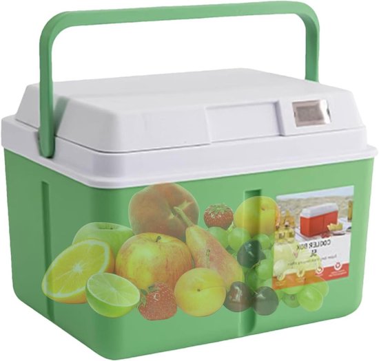Kleine koeler - Draagbare ijskoeler - Picknick en reizen - Temperatuurweergave - 8L capaciteit - Groen
