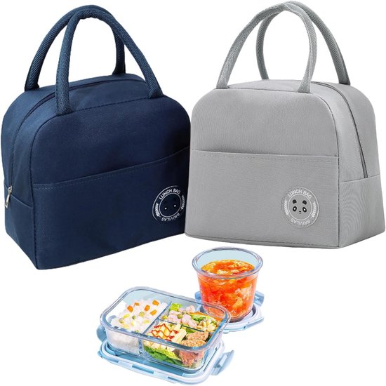 Kleine Koeltas - 2 Stuks - Koeltas - Lunchtas - Picknicktas - Thermos Lunchtas - Voor Kantoor en School - Mannen - Vrouwen - Kinderen van Merkloos