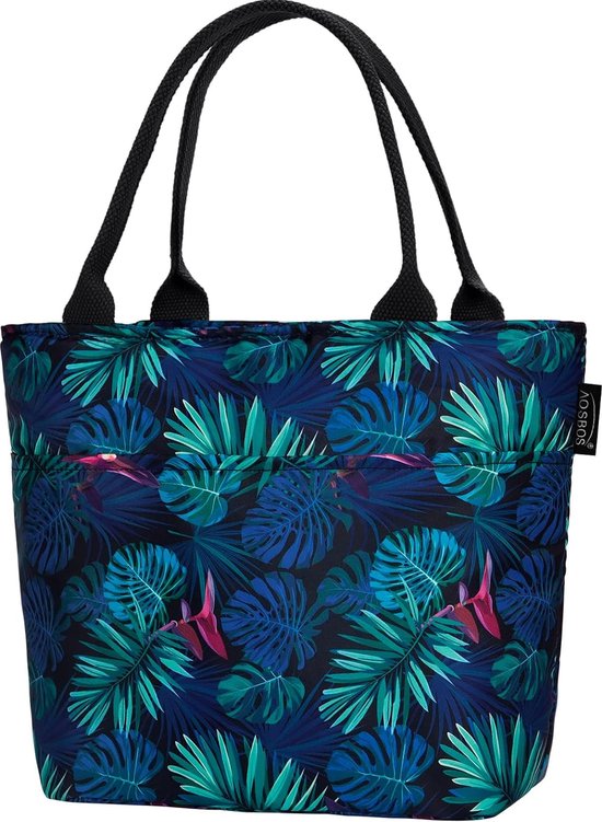 Kleine koeltas Lichtgewicht lunchtas Mini-lunchtas Geïsoleerde damestas voor werk School Opvouwbare ontbijttas Waterdichte maaltijdvoorbereidingstas Lunchtas met ritssluiting voor dames Bladeren groen van Klein