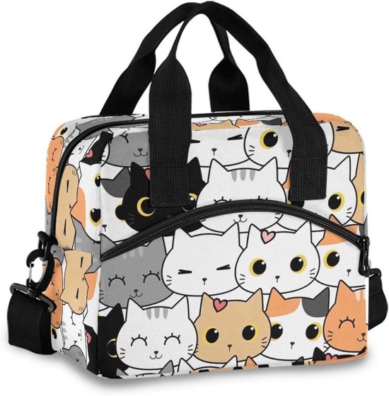 Kleine Koeltas - Lunch Box - Maaltijden Vervoeren - Geïsoleerd Ontwerp - 29 x 18 x 24 cm - Kat Cartoon