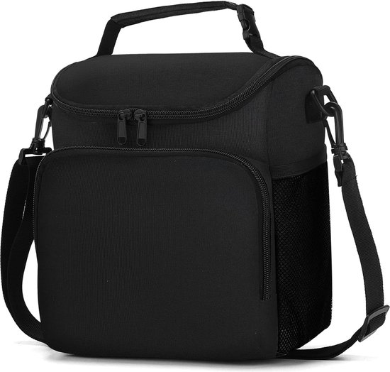 Kleine koeltas van 10 liter, voor dames en heren, met vijf zakken, geïsoleerde lunchtas met verstelbare schouderriem, lunchbox voor volwassenen, werk, school, picknick, strand. van Klein