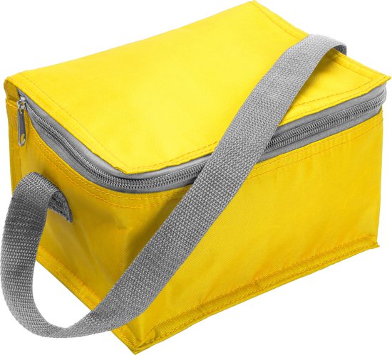 Kleine koeltas voor 6 blikjes - geel - met rits en draagband - Lunch-drankjes-medicijnen - 20 x 13 x 13 cm van Klein