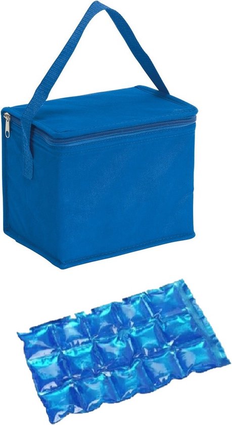 Kleine koeltas voor lunch blauw met 2 stuks flexibele koelelementen 4.5 l van Travellife