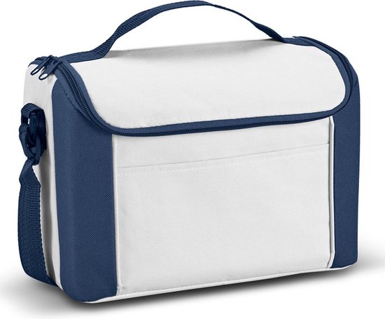 Kleine koeltas voor lunch blauw/wit 27 x 20 x 16 cm 8 liter - Koeltassen van Klein