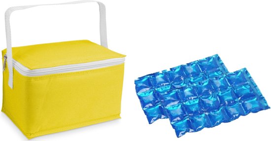Kleine koeltas voor lunch geel met 2 stuks flexibele koelelementen 3.5 liter van Klein