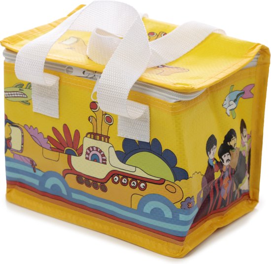 Kleine koeltas voor lunch geel met Yellow Submarine print 16 x 21 x 14 cm 4,7 liter - Koeltassen - The Beatles van Klein