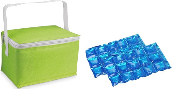 Kleine koeltas voor lunch groen met 2 stuks flexibele koelelementen 3.5 liter van Klein