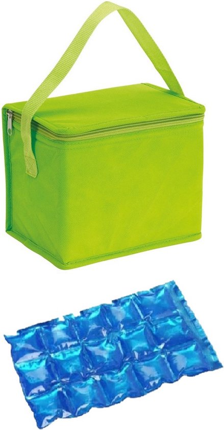Kleine koeltas voor lunch groen met 2 stuks flexibele koelelementen 4.5 l van Klein