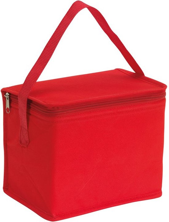 Kleine koeltas voor lunch - rood - 20 x 13 x 17 cm - 4.5 liter - Koeltassen - medicijnen/sixpack van Bakken.nl