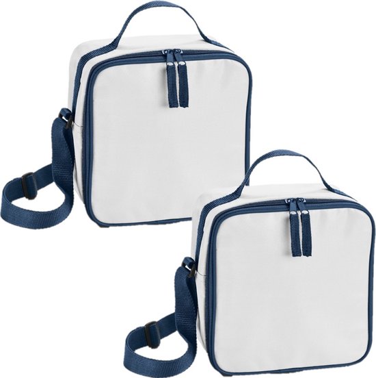 Kleine koeltas voor lunch - Set van 2x stuks - wit - 20 x 20 x 11 cm - 4.5 liter - Koeltassen van Merkloos