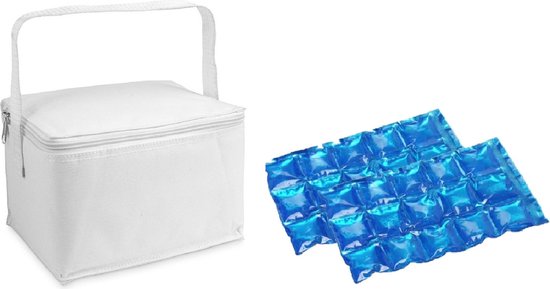 Kleine koeltas voor lunch wit met 2 stuks flexibele koelelementen 3.5 liter van Klein