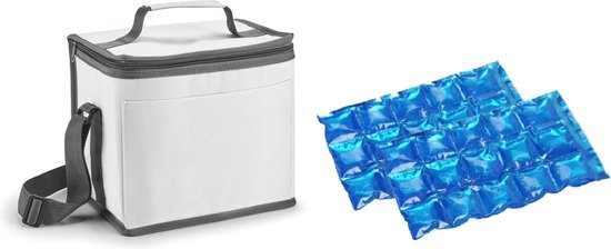 Kleine koeltas voor lunch wit met 2 stuks flexibele koelelementen 9 liter van Klein