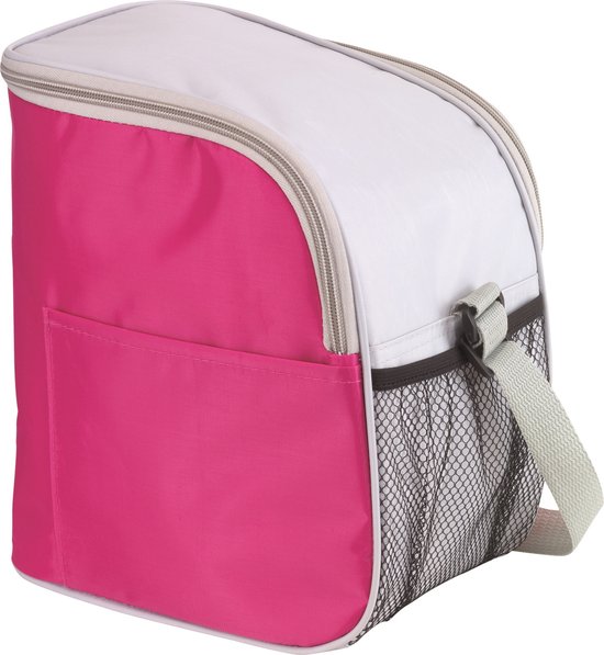 Kleine koeltas/Lunch tas model Glaciaal - 23 x 16 x 26 cm - 1 vaks - roze/grijs - 9 Liter van Klein