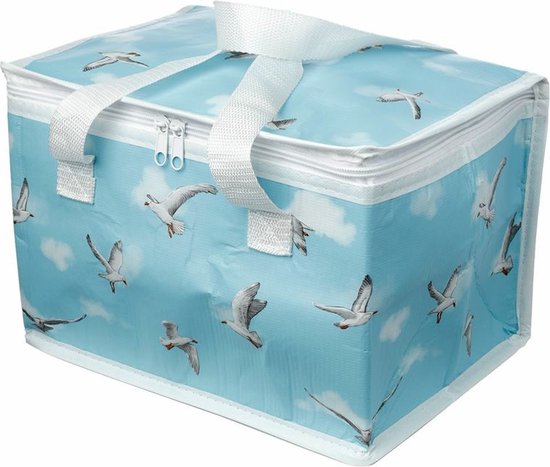 Kleine lunch/sixpack koeltas - Zeemeeuw print - 20 x 29 cm - 11.6 Liter van Klein