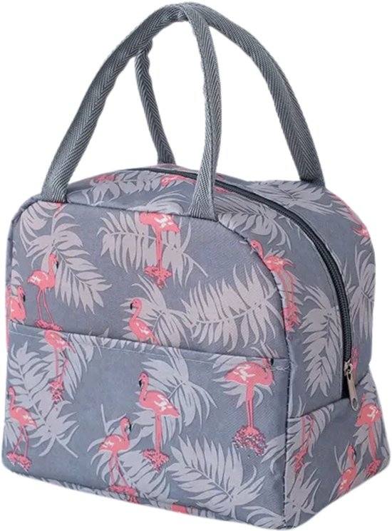 Kleine Lunchtas - Flamingo Grijs - Volwassenen en kinderen - Compact & Handig - Thermische zak - Koeltas - lunchbox - Picknick -School - Lunch - Werk van Merkloos