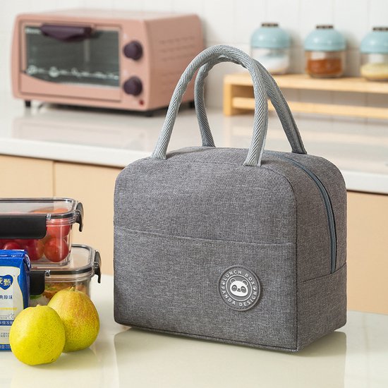 Kleine Lunchtas - Grijs - 20cm x 23cm x 13 cm - Volwassenen en kinderen - Compact & Handig - Thermische zak - Koeltas - lunchbox - Picknick -School - Lunch - Werk van Klein