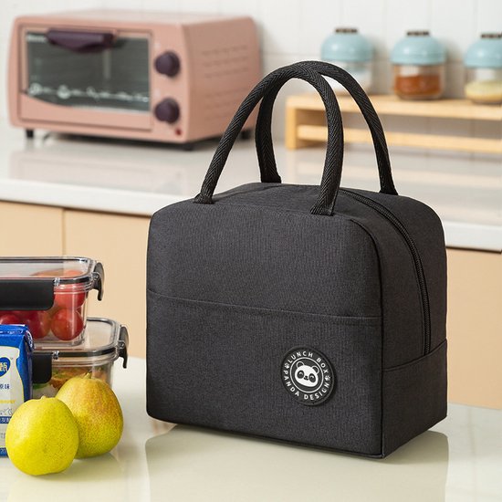 Kleine Lunchtas - Zwart - 20cm x 23cm x 13 cm - Volwassenen en kinderen - Compact & Handig - Thermische zak - Koeltas - lunchbox - Picknick -School - Lunch - Werk van Parya Home