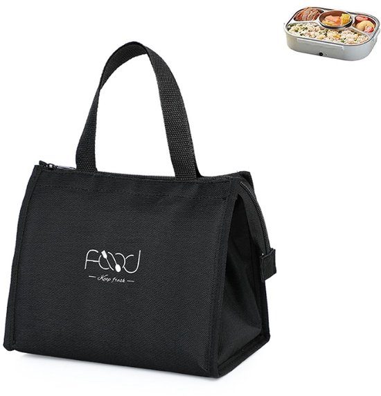 Kleine opvouwbare koeltas, kleine koeltas voor onderweg, geïsoleerde lunchtas, koeltas, diepvriestas met rits, koeltas voor werk, school, reis, voedseltransport - Zwart (klein formaat) van PENGDA