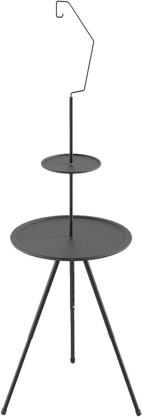 Kleine Ronde Vouwtafel - Campingtafel Bijzettafel - Buitenactiviteiten - Lichtgewicht Compact - 38x38x4 cm - Zwart