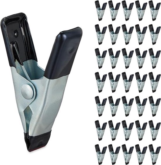 klemmetjes 36 stuks, lijmklemmen om te knutselen, modelbouw, metaal, spanbreedte 20 mm, klem klein, zwart