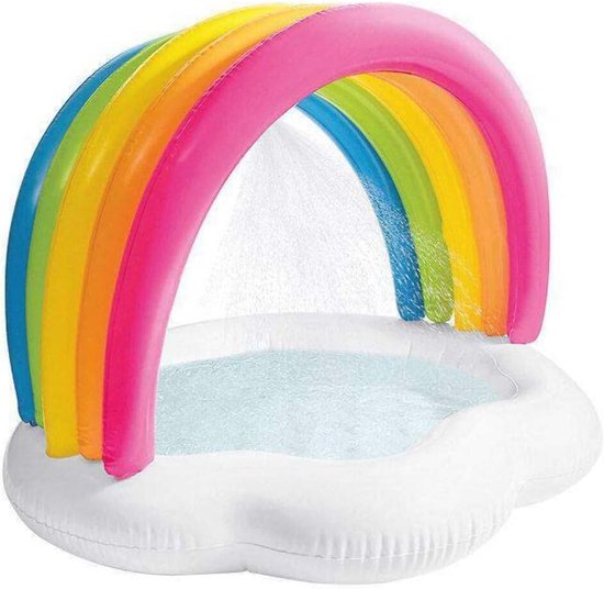 Kleurrijke Zwembaddouche met Regenboog Motief - Opblaasbaar Babyzwembad 119 x 94 x 84 cm van Intex