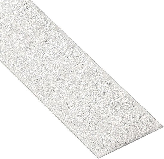 Klittenband, lusband zelfklevend voor buiten, extra sterk, met acrylaatlijm, alleen luszijde/wit, 20 mm x 8 m