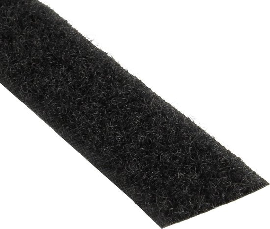 Klittenband, lusband zelfklevend voor buiten, extra sterk, met acrylaatlijm, alleen luszijde/zwart, 16 mm x 3 m