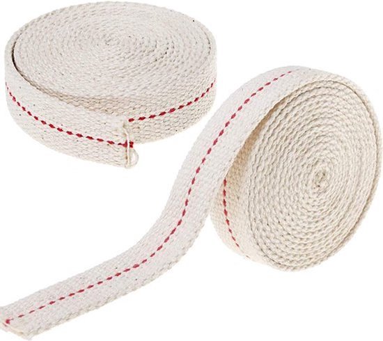 Knaak Olielamp Lont - Plat - 9 mm - Katoen - 1 stuk - Rol van 1 meter van Merkloos