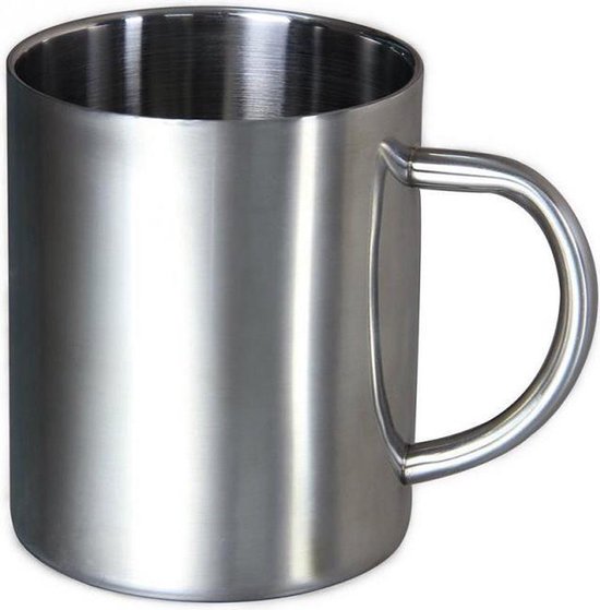 Knaak RVS Mok of Koffiebeker - 300 ML - Dubbelwandig - Roestvrij staal van Knaak