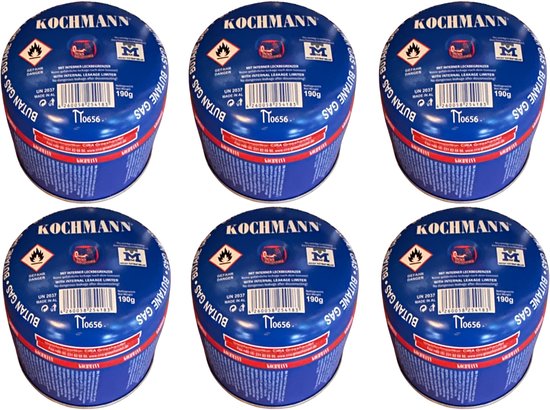 Kochmann - 6 stuks - Gaspatroon - 190g - Prikcartouche - Butaangas - Gasfles - Camping - Gaskoker - Gasbrander van Merkloos