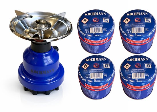 Kochmann Gasbrander - Camping - Gaspit - Kolenbrander - Incl. 4 gaspatronen a 190 gram van Merkloos
