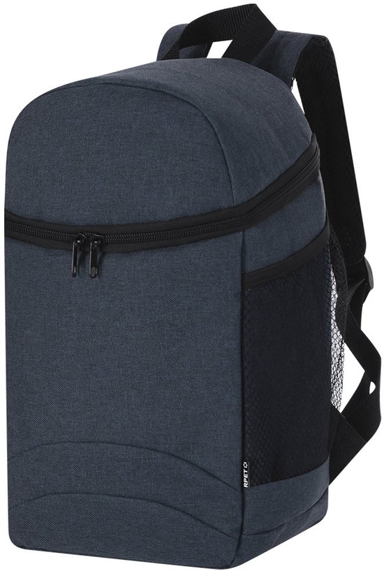 Koel rugtas Playa - marineblauw - voor lunchpakket of drankjes - 11 liter - 22 x 37 x 14 cm - koeltas - gerecycled materiaal van Merkloos