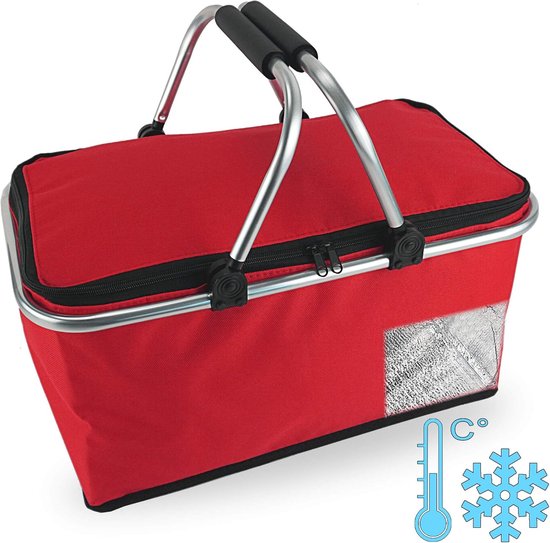 Koel Tas - Thermische - Picknickmand - Opvouwbaar - Rood - 24L - 43cm - IJskoeltas - Geïsoleerde - Picknickkoelbox - Vouwbaar van Merkloos