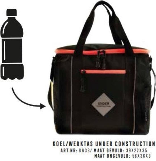 Koel-/werktas under construction - kamperen koeltas. van Merkloos