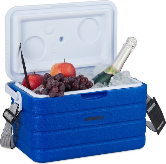koelbox - 10 l - 22,5 x 37,5 x 23 cm - onderweg - schouderband en handvat - niet elektrisch