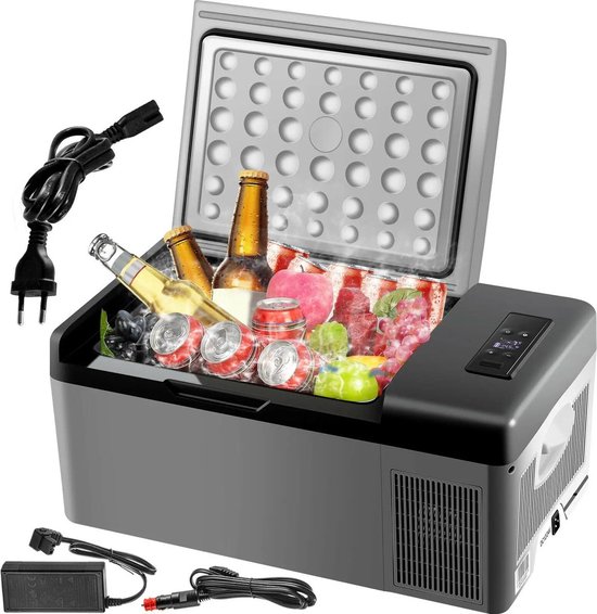 Koelbox 15L - Elektrische coolbox - Draagbare Mini Koelkast - Draagbare Auto Vriezer 12/24 Volt - Zwart van KOEL